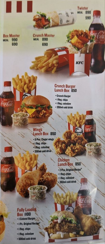KFC Kenya Menu | Burger and Wings