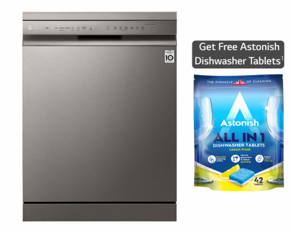 
LG QuadWash™ | TrueSteam™ 14ppl Dishwasher, 3 Racks, Inverter DD, Silver
