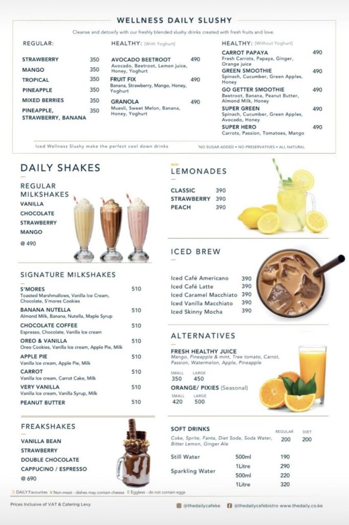 Daily Cafe | Cold Beverages Menu