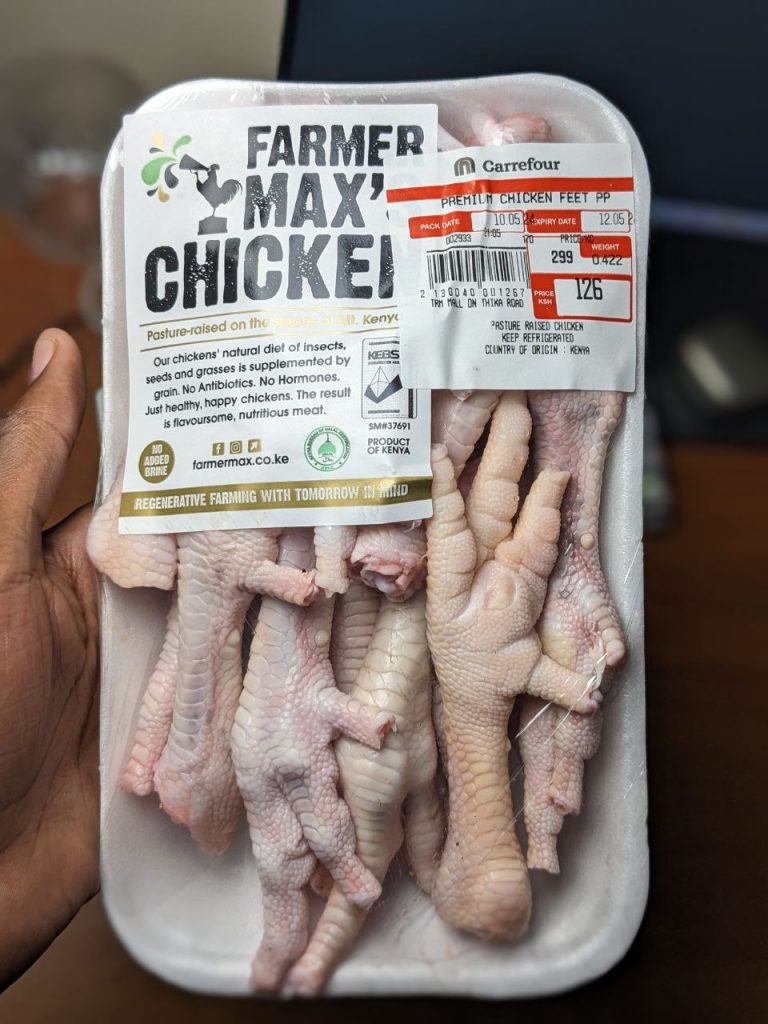 A pack of  raw chicken feet